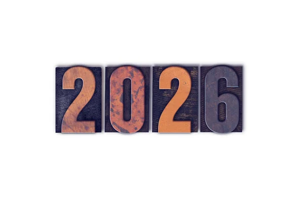 Året 2026 Skrivet Gammal Vintage Brevpress Typ — Stockfoto