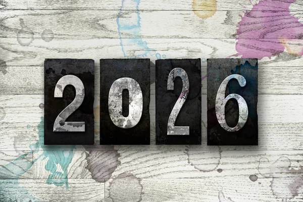 2026 Год Написанный Старинным Марочным Шрифтом — стоковое фото