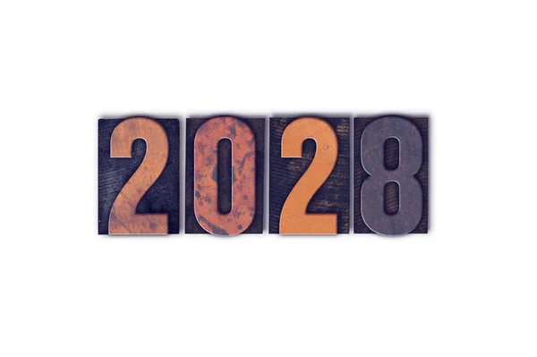 Året 2028 Skrivet Gammal Vintage Brevpress Typ — Stockfoto