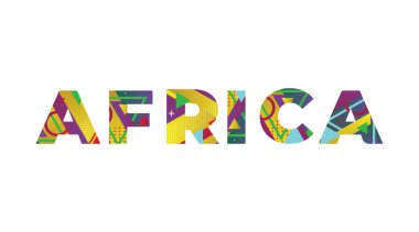 Afro-RICA kavramı renkli geçmişe dönük şekiller ve renkler ile yazılmış..