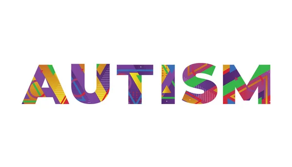 Palavra Autism Conceito Escrito Formas Retrô Coloridas Cores Ilustração — Vetor de Stock