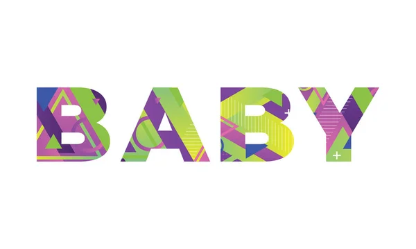 Slovo Baby Koncept Napsaný Barevných Retro Tvarů Barev Ilustrace — Stockový vektor
