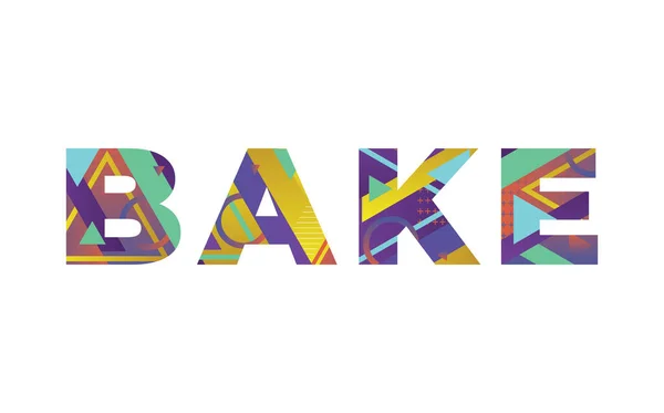 Palabra Bake Concepto Escrito Coloridas Formas Retro Colores Ilustración — Archivo Imágenes Vectoriales