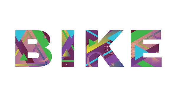 Slovo Bike Koncept Napsaný Barevných Retro Tvarů Barev Ilustrace — Stockový vektor