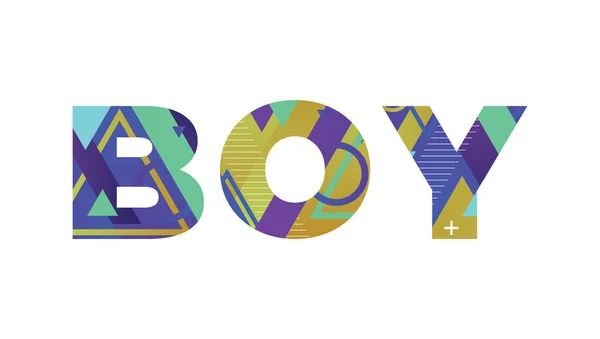 Слово Boy Концепция Написана Красочных Ретро Формы Цвета Иллюстрации — стоковый вектор