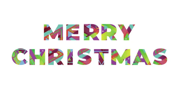 Las Palabras Feliz Navidad Concepto Escrito Coloridas Formas Retro Colores — Archivo Imágenes Vectoriales