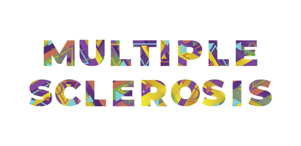 Palavras Conceito Esclerose Múltipla Escrito Formas Retro Coloridas Cores Ilustração — Vetor de Stock