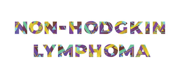 호지킨 Non Hodgkin Lymphoma 단어는 형태와 삽화로 쓰여져 — 스톡 벡터