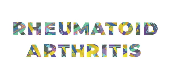 Woorden Rheumatoid Arthritis Concept Geschreven Kleurrijke Retro Vormen Kleuren Illustratie — Stockvector
