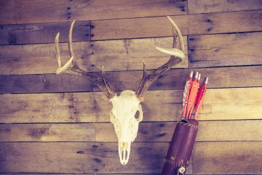 Okçuluk sahnesinde ok ve geyik boynuzları vardı..