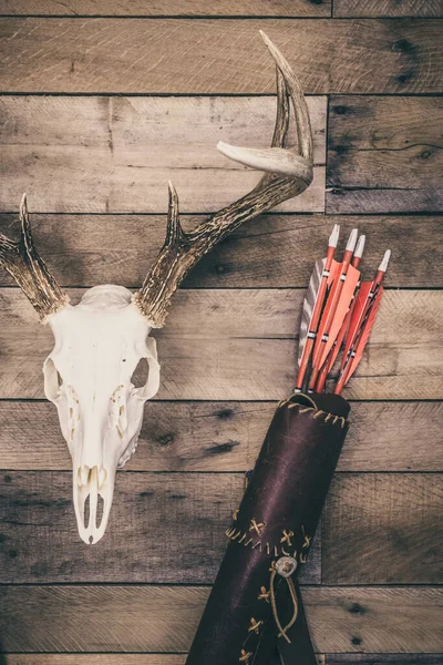 Traditional Archery Hunting Scene Quiver Arrows Buck Antlers — Stock Photo, Image