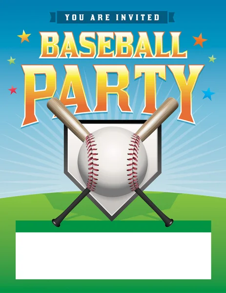 Baseball Party Flyer Illustration — Stock Vector