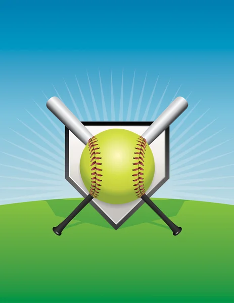 Ilustração de fundo de softball —  Vetores de Stock