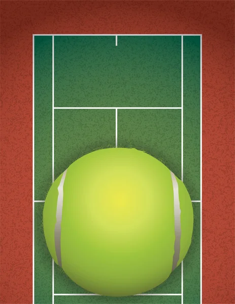 Realistisch strukturierter Tennisplatz und Ballillustration — Stockvektor