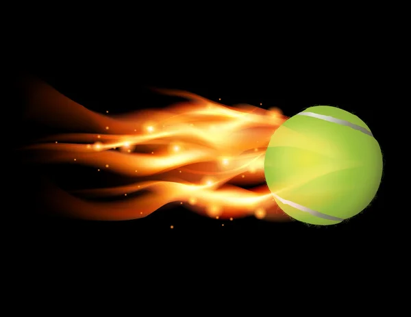 Tennisbal op brand illustratie — Stockvector