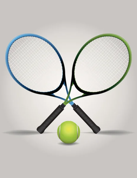 Kort tenisowy, rakiety i piłki ilustracja — Wektor stockowy
