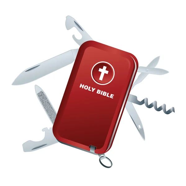 Ejército suizo cuchillo Biblia Ilustración — Vector de stock
