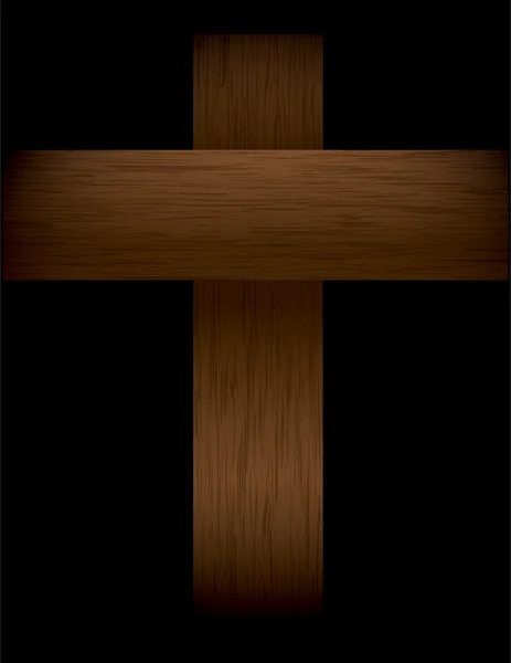 Cruz de Madera sobre Ilustración Negro — Vector de stock