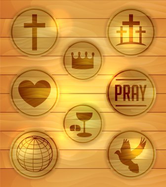 Set of Wooden Religious Icons Illustration clipart