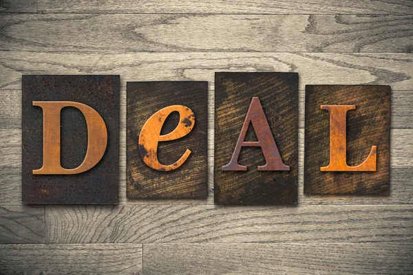 Deal Concept Legno Letterpress Tipo — Foto Stock