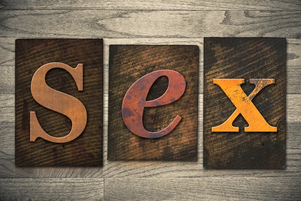 Concepto de sexo Tipo de tipografía de madera — Foto de Stock
