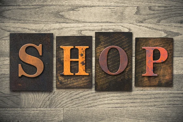 Shop Concept houten boekdruk Type — Stockfoto