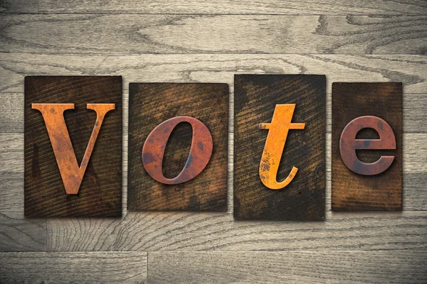 Voto Concepto Tipo de tipografía de madera — Foto de Stock