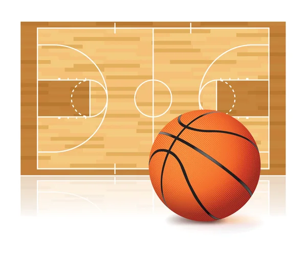 Basketball and Court Isolated on White — Stock Vector