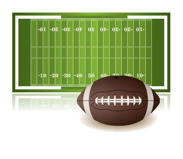 American Football Field and Ball Isolated on White — Stock Vector