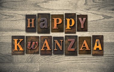 Happy Kwanzaa Wooden Letterpress Concept clipart