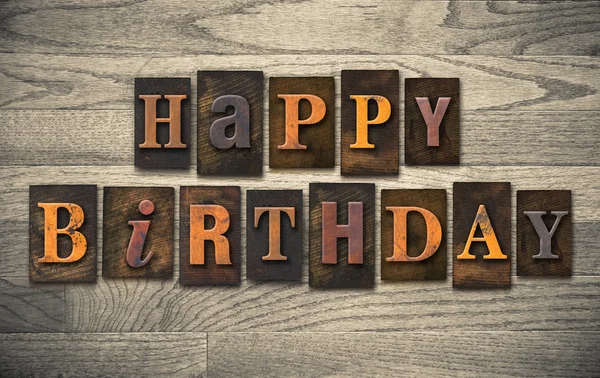 Happy Birthday Wooden Letterpress Concept — Stock Photo, Image