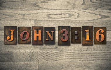 John 3:16 Wooden Letterpress Concept clipart
