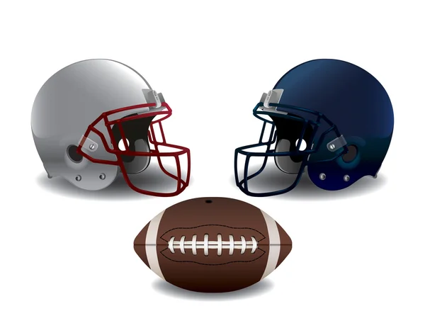 Americký fotbal přilby a míč, samostatný obrázek — Stockový vektor