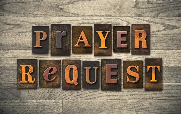 Prayer Request Wooden Letterpress Concept — Stock Photo, Image