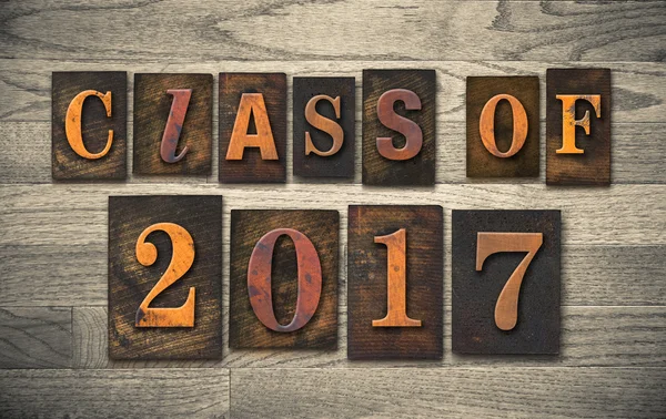 Class of 2017 Wooden Letterpress Type Concept — Stock Photo, Image