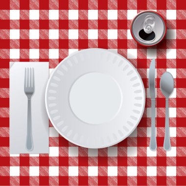 Piknik Casual yemek Placesetting illüstrasyon