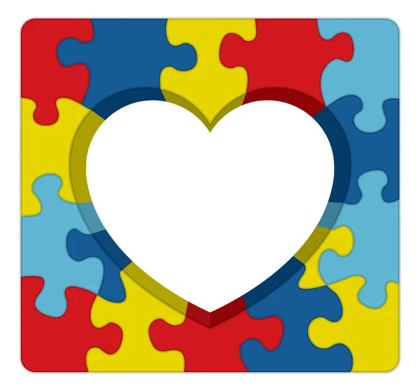 Autismo Consciência Puzzle Ilustração do coração —  Vetores de Stock