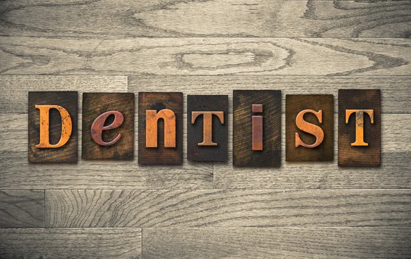 Dentista Letterpress Concept in legno — Foto Stock