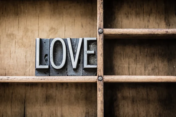 Tipo de amor Letterpress na gaveta — Fotografia de Stock