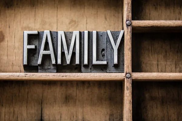 Family Letterpress Type in Drawer — Stock Photo, Image