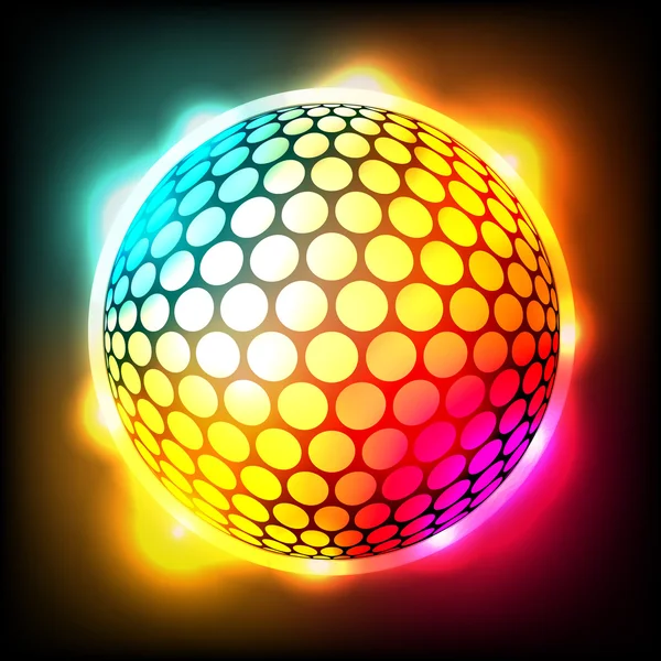 Glowing Colorful Golf Ball Dimpled Sphere Illustration — Stock Vector