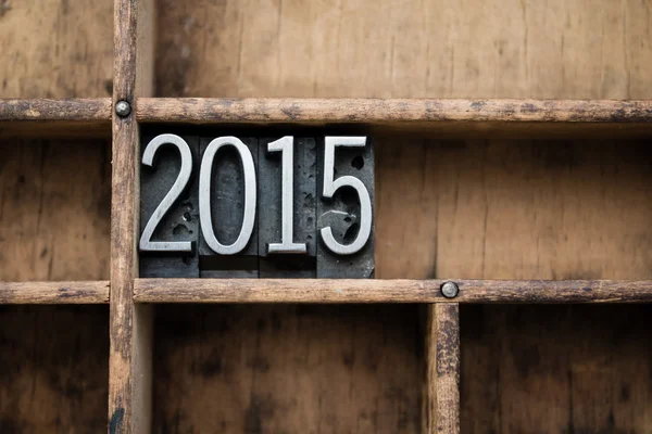 2015 Vintage Letterpress Type in Drawer — Stock Photo, Image