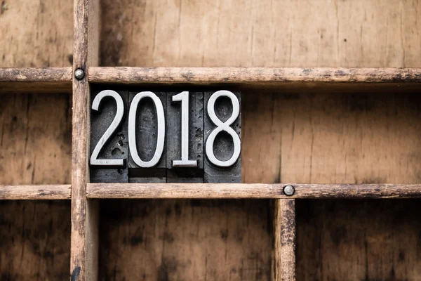 2018 Vintage Letterpress Type in Drawer — Stock Photo, Image