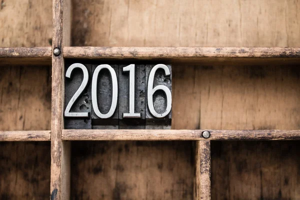 2016 Vintage Letterpress Type in Drawer — Stock Photo, Image