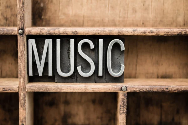 Music Vintage Letterpress Type in Drawer — Stock Photo, Image