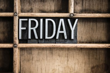 Cuma kavramı Metal Letterpress Word'de çekmece