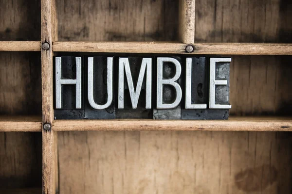 Humble Concept Metal Letterpress Word in Drawer — Stock Photo, Image