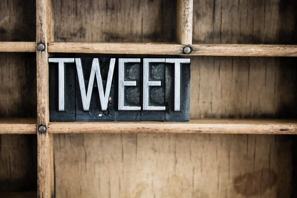 Tweet Concept Metal Letterpress Word in Drawer — Stock Photo, Image