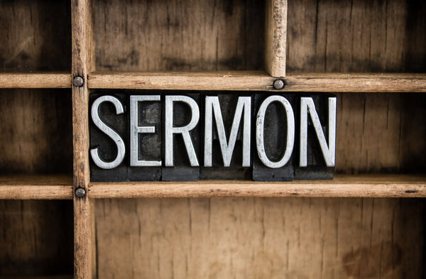 Sermon Concept Metal Letterpress Word in Drawer