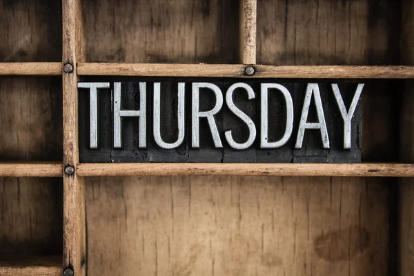 Thursday Concept Metal Letterpress Word in Drawer — Stock Photo, Image